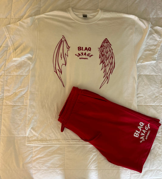 Red/White Short Set